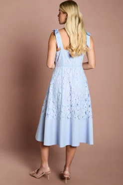 Robe Midi En Dentelle Florale Avec Nœuds Aux Épaules Petite