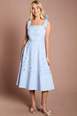 Robe Midi En Dentelle Florale Avec Nœuds Aux Épaules Petite