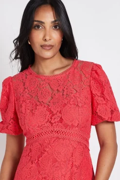 Robe Midi En Dentelle À Manches Bouffantes Petite