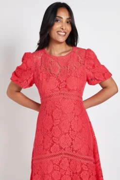 Robe Midi En Dentelle À Manches Bouffantes Petite