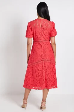 Robe Midi En Dentelle À Manches Bouffantes Petite