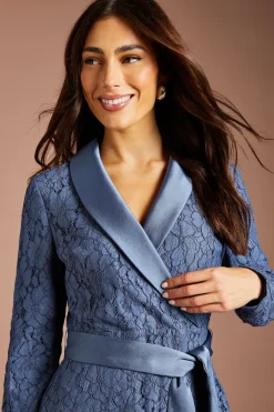 Coast Robe Midi En Dentelle À Manches Longues Avec Ceinture En Satin<Femme Robes Mi-Longues|Satin Et Dentelle