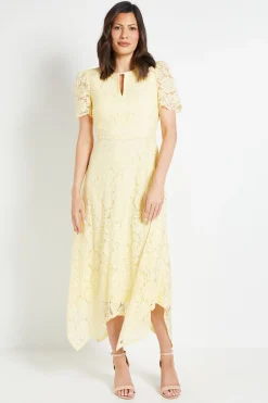 Robe Midi En Dentelle À Ourlet Mouchoir