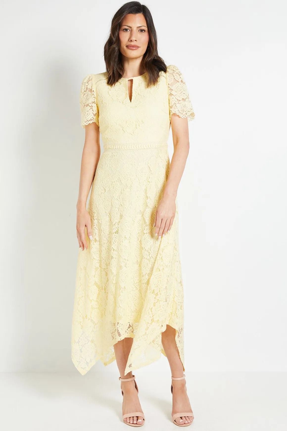 Robe Midi En Dentelle À Ourlet Mouchoir