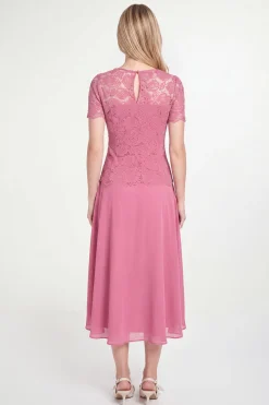 Robe Midi En Dentelle Superposée Petite Taille