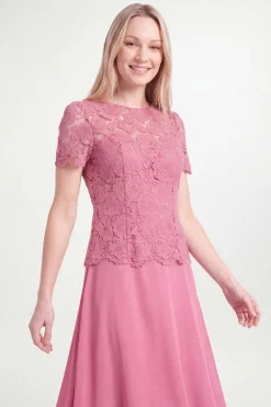 Robe Midi En Dentelle Superposée Petite Taille