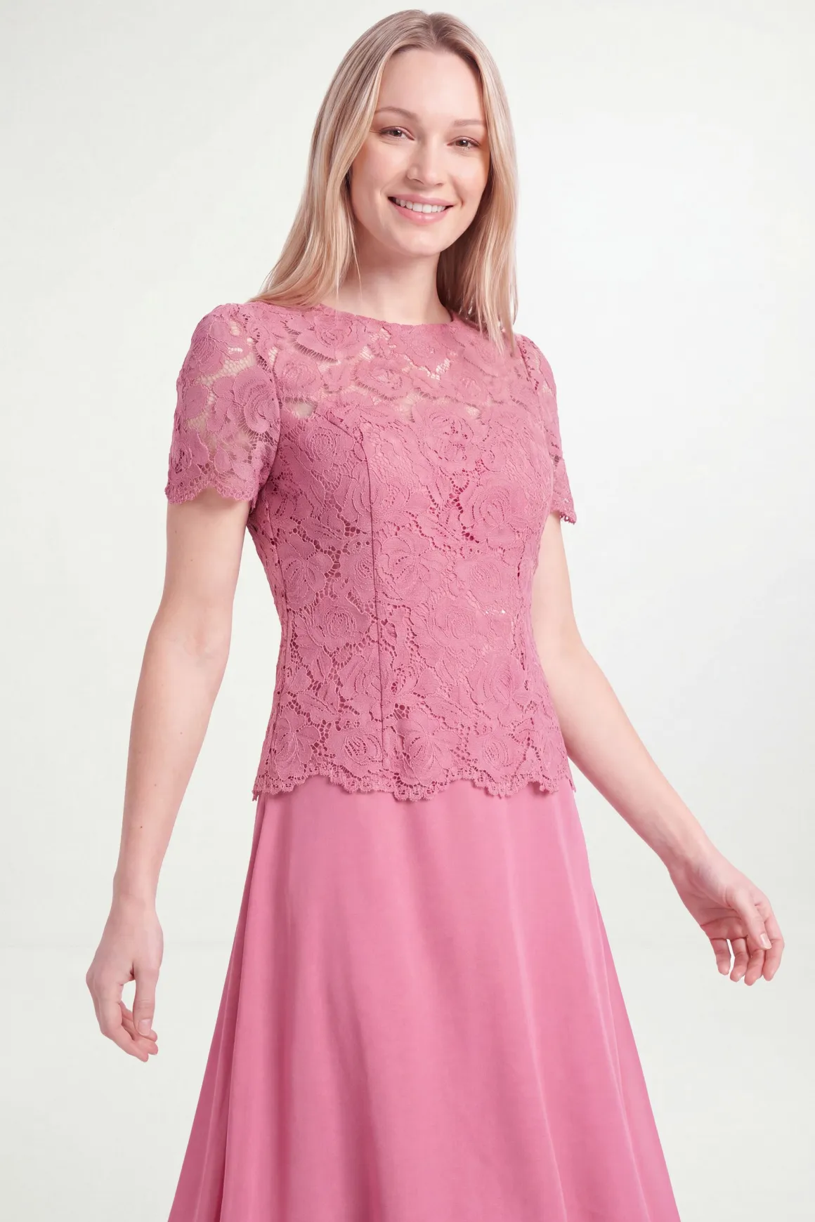 Robe Midi En Dentelle Superposée Petite Taille