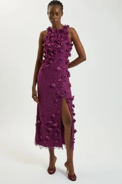 KarenMillen Robe Midi En Dentelle Tissée Avec Appliqués De Pétales Petite<Femme Toutes Les Robes|Robes Mi-Longues