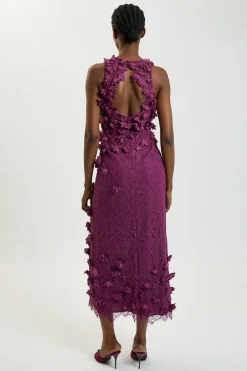 KarenMillen Robe Midi En Dentelle Tissée Avec Appliqués De Pétales Petite<Femme Toutes Les Robes|Robes Mi-Longues