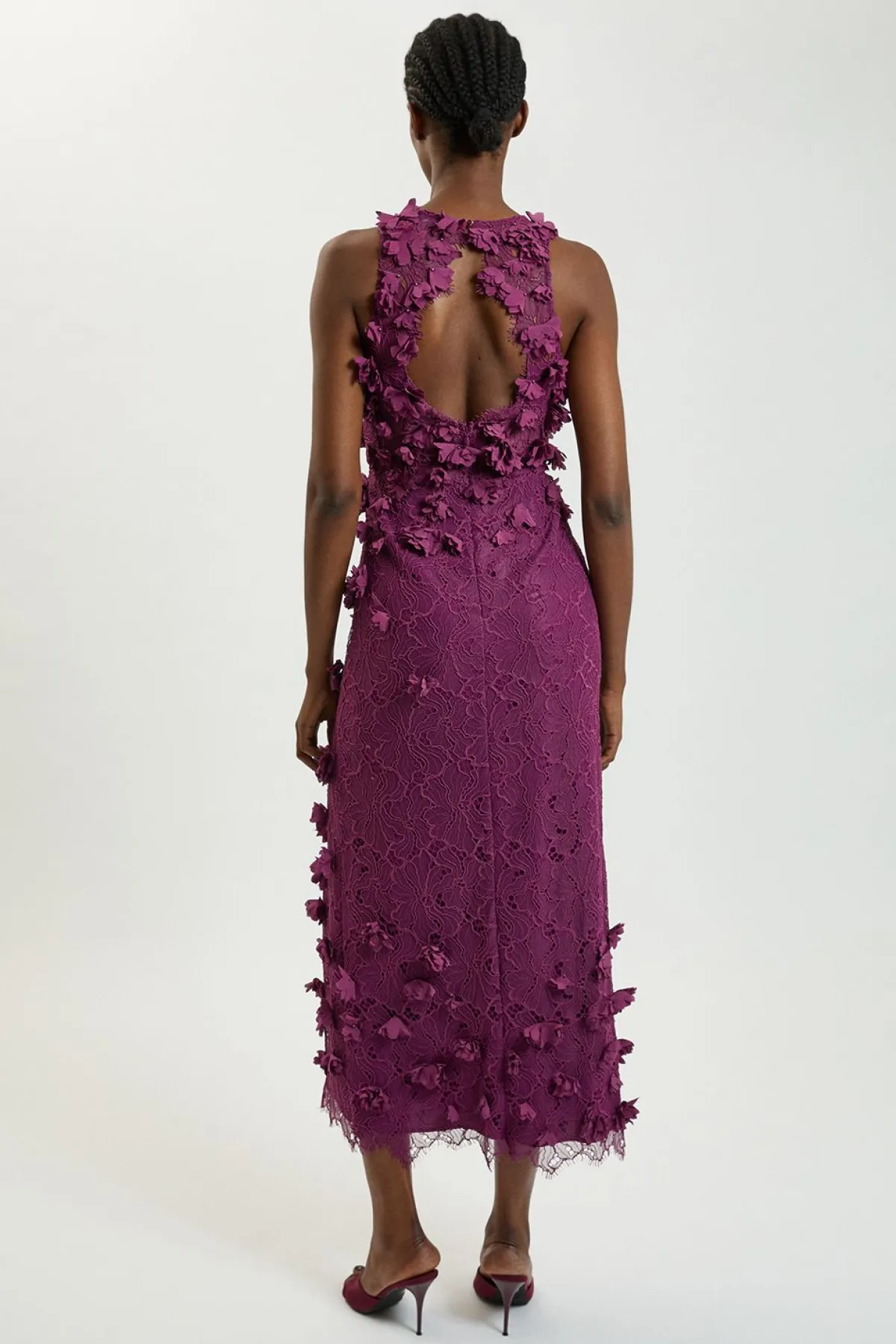 KarenMillen Robe Midi En Dentelle Tissée Avec Appliqués De Pétales Petite<Femme Toutes Les Robes|Robes Mi-Longues