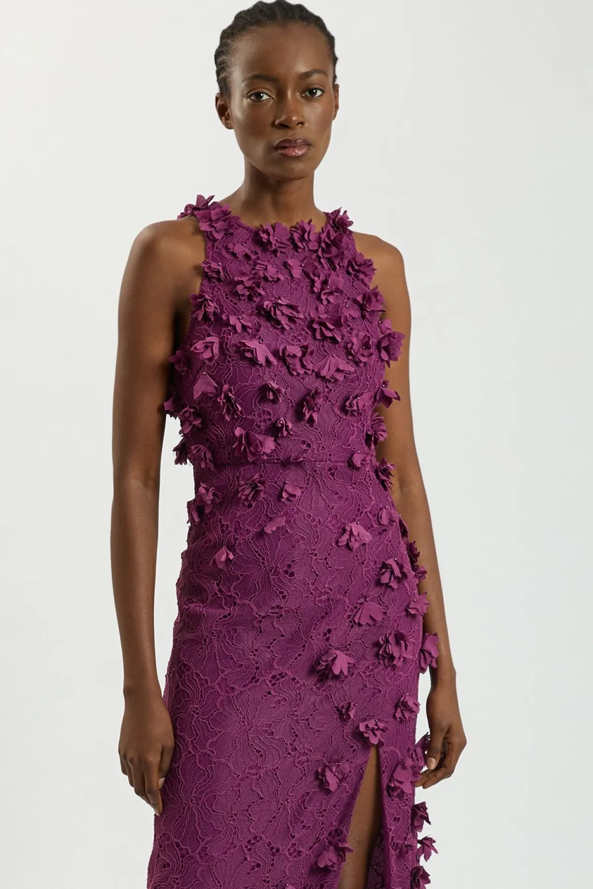 KarenMillen Robe Midi En Dentelle Tissée Avec Appliqués De Pétales Petite<Femme Toutes Les Robes|Robes Mi-Longues