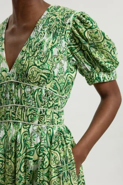 Robe Midi En Double Étoffe À Imprimé Carreaux Avec Passepoil Contrastant