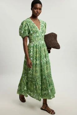 Robe Midi En Double Étoffe À Imprimé Carreaux Avec Passepoil Contrastant