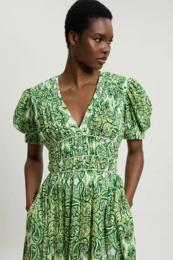 Robe Midi En Double Étoffe À Imprimé Carreaux Avec Passepoil Contrastant