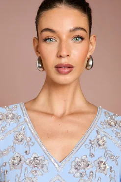 Robe Midi En Georgette Ornée À Manches Longues