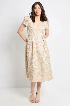 Robe Midi En Jacquard Avec Détails De Coutures