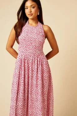 Dorothy Perkins Robe Midi En Jersey À Col Licou Avec Bustier Froncé À Pois Petite<Femme Toutes Les Robes|Robes