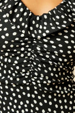 Robe Midi en Jersey à Col Volants et Fronces Devant Petite Taille