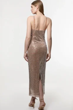 Robe Midi en Jersey Embelli de Cristaux Premium