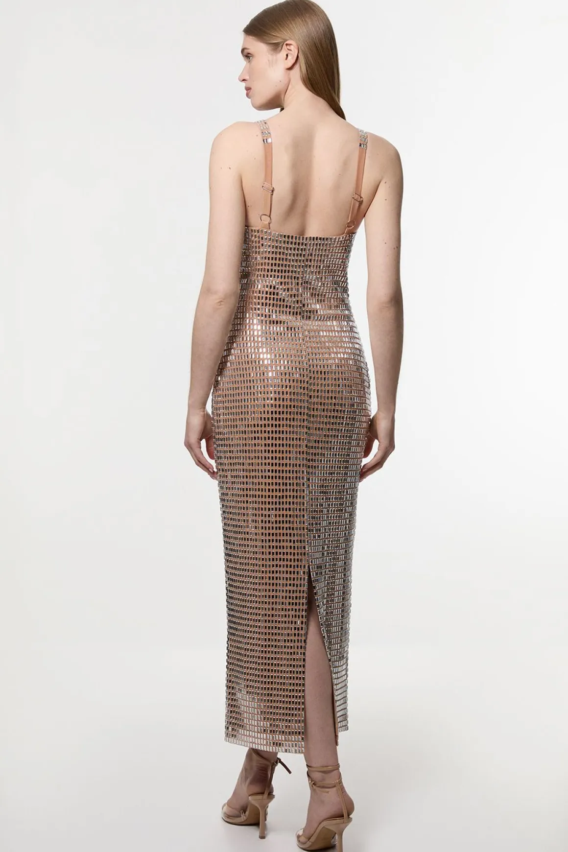 Robe Midi en Jersey Embelli de Cristaux Premium