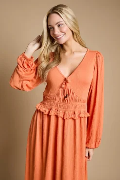 Dorothy Perkins Robe Midi En Jersey À Encolure En V Taille Froncée Et Manches Bouffantes<Femme Toutes Les Robes|Robes Mi-Longues