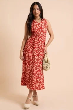Dorothy Perkins Robe Midi En Jersey Imprimé Animal Petite Avec Taille Froncée<Femme Robes|Robes Mi-Longues