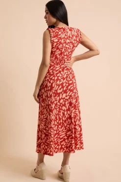 Dorothy Perkins Robe Midi En Jersey Imprimé Animal Petite Avec Taille Froncée<Femme Robes|Robes Mi-Longues