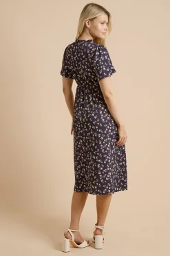 Robe Midi En Jersey Imprimé À Manches Volantées Et Nœud Devant Petite