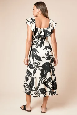 Dorothy Perkins Robe Midi En Jersey À Imprimé Palmier Avec Volants Et Ourlet Étagé<Femme Robes|Robes Mi-Longues
