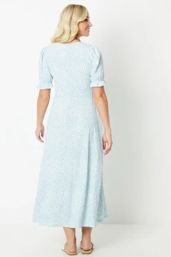 Dorothy Perkins Robe Midi En Jersey À Manches Courtes Et Col En V Motif Abstrait Bleu<Femme Toutes Les Robes|Robes Mi-Longues
