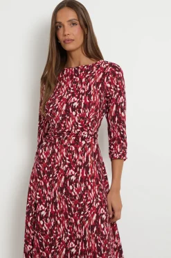 Robe Midi En Jersey À Motif Abstrait Avec Taille Froncée