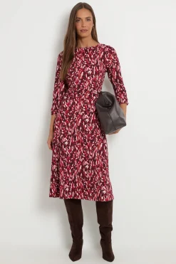 Robe Midi En Jersey À Motif Abstrait Avec Taille Froncée