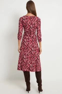Robe Midi En Jersey À Motif Abstrait Avec Taille Froncée