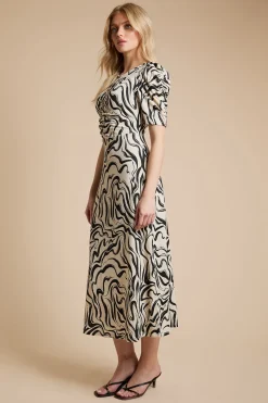 Dorothy Perkins Robe Midi En Jersey À Manches Courtes Avec Découpe Goutte D'eau<Femme Toutes Les Robes|Robes D’Automne