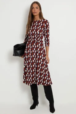 Robe Midi En Jersey À Pois Avec Taille Froncée