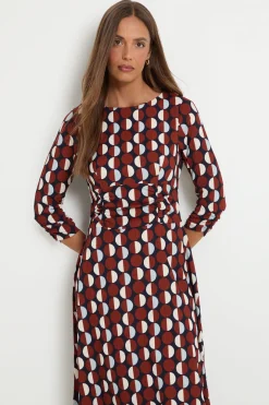 Robe Midi En Jersey À Pois Avec Taille Froncée