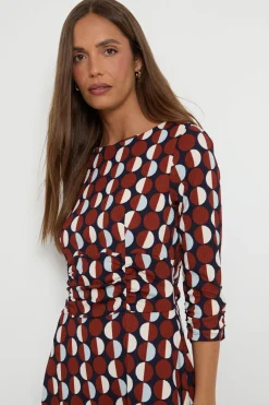Robe Midi En Jersey À Pois Avec Taille Froncée