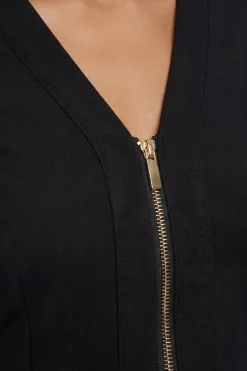 Robe Midi En Jersey Ponte Avec Fermeture Éclair