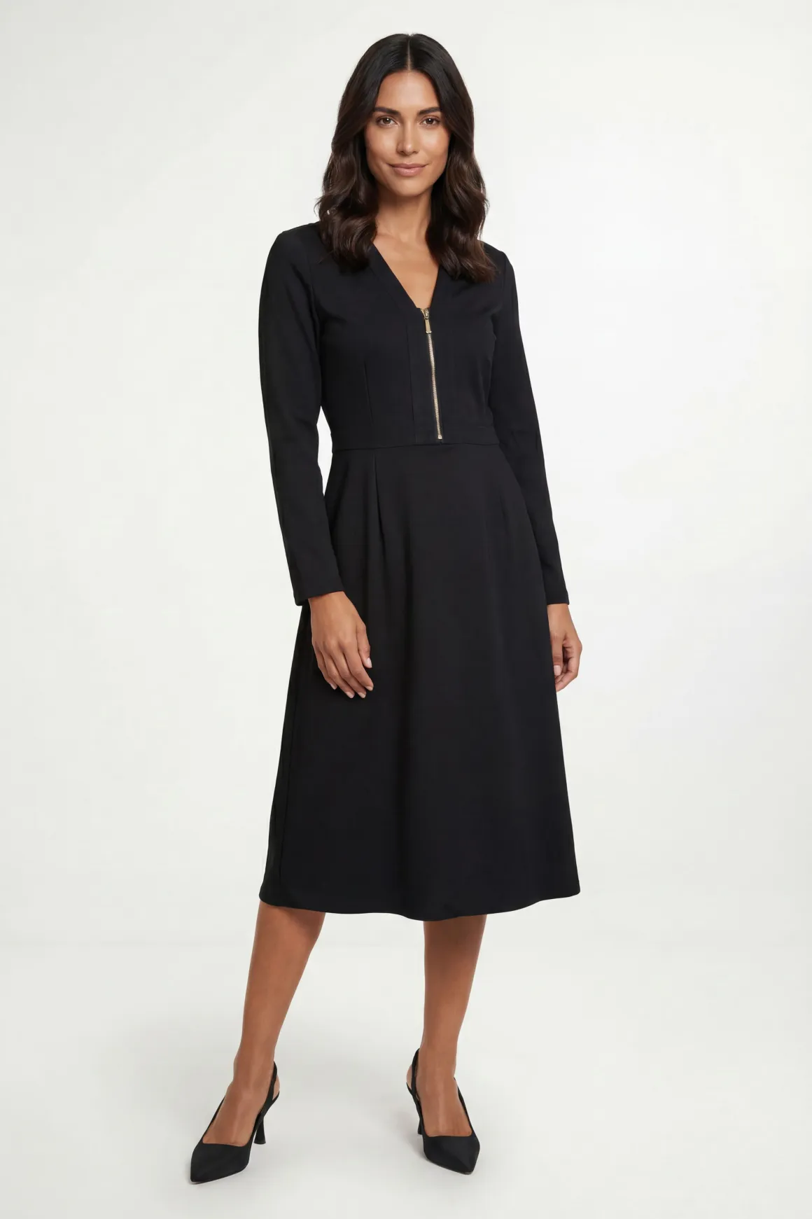 Robe Midi En Jersey Ponte Avec Fermeture Éclair