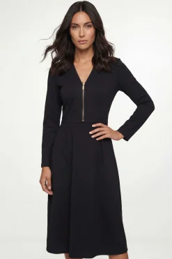 Robe Midi En Jersey Ponte Avec Fermeture Éclair