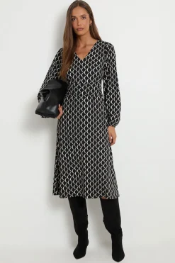 Robe Midi En Jersey À Taille Cache-cœur Et Bords Festonnés