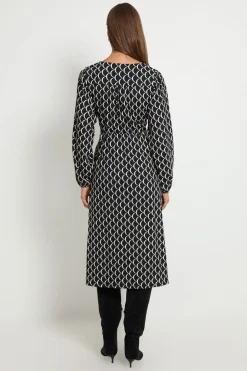 Robe Midi En Jersey À Taille Cache-cœur Et Bords Festonnés