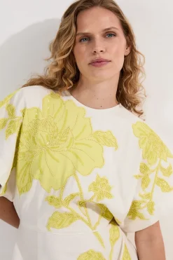 KarenMillen Robe Midi En Lin Tissé Avec Appliqué De Perles Et Détail Noué Au Dos<Femme Robes|Robes Mi-Longues