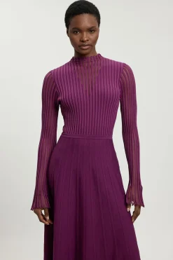 KarenMillen Robe Midi En Maille De Filament Mélange Viscose<Femme Robes Mi-Longues|Robes À Manches Longues