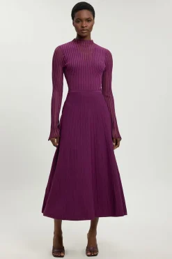 KarenMillen Robe Midi En Maille De Filament Mélange Viscose<Femme Robes Mi-Longues|Robes À Manches Longues