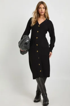 Robe midi en maille douce à boutons traversants
