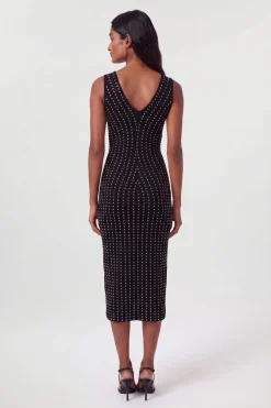 Robe Midi En Maille À Détails Cloutés Sur Toute La Surface