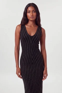 Robe Midi En Maille À Détails Cloutés Sur Toute La Surface