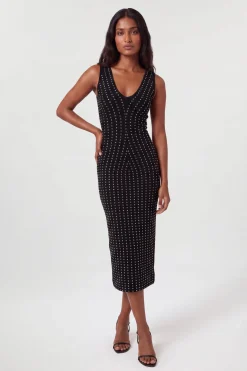 Robe Midi En Maille À Détails Cloutés Sur Toute La Surface