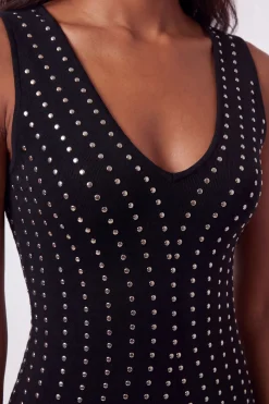 Robe Midi En Maille À Détails Cloutés Sur Toute La Surface